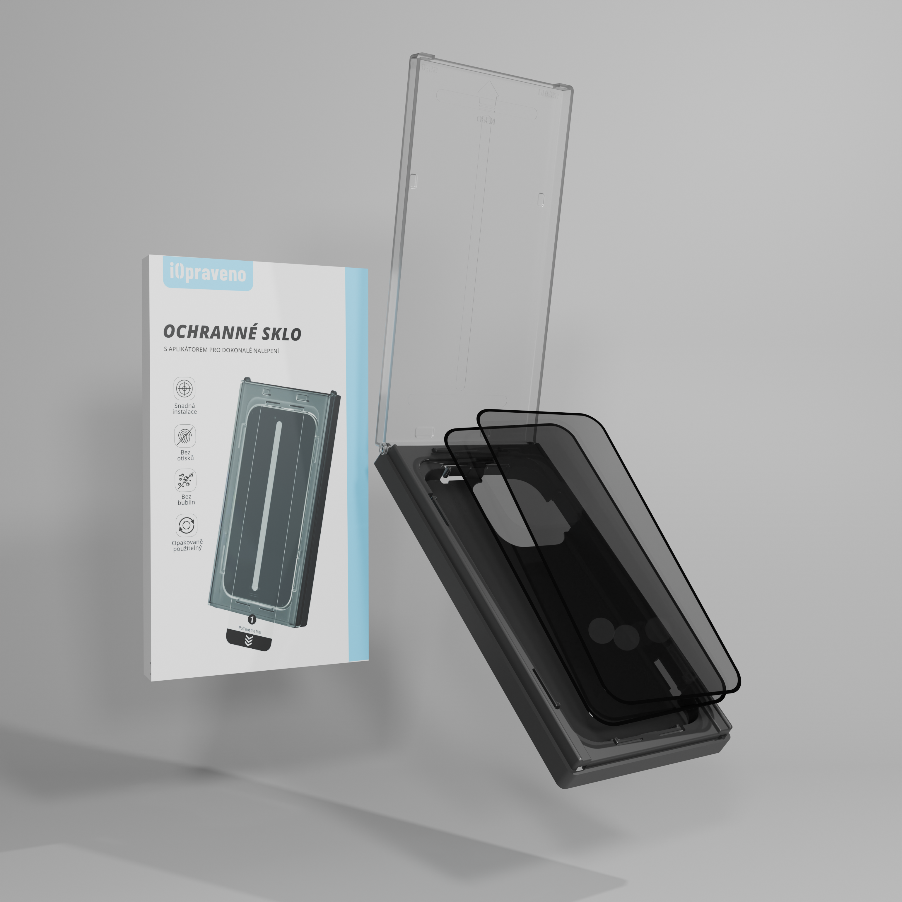 SnapFit PRO prémiové ochranné sklo s aplikátorem - jednoduché lepení (2 skla v balení)
