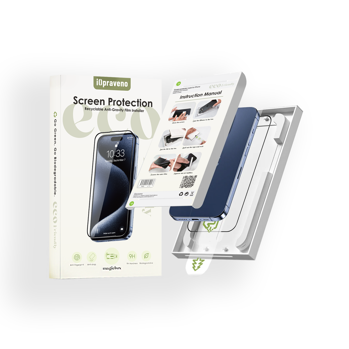 Sticlă de protecție TRANSPARENTĂ ECO friendly (cu aplicator de hârtie)