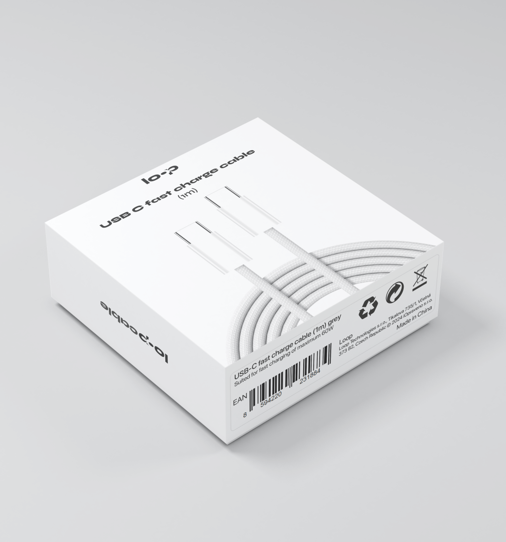USB-C fast charge cable (1m) - šedá.